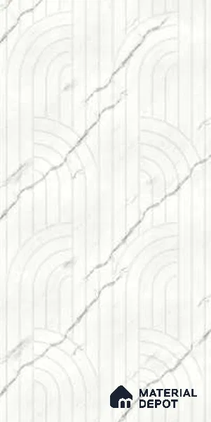 White Patterned Look HDHMR Decorative Wall Panel PN 03001 B 8 ft x 2 ft - 6 mm | Suitable for Feature Wall, TV Unit & Living Room | Width is Subjected to 5% Variation