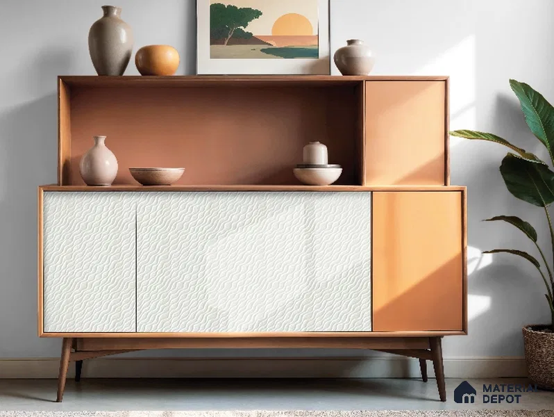 White Patterned Look PVC Decorative Wall Panel PN 03006 8 ft x 4 ft - 2 mm | Suitable for Feature Wall, TV Unit & Living Room | Width is Subjected to 5% Variation