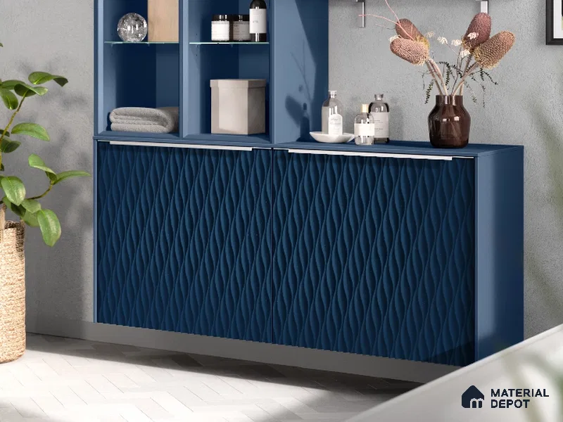 Blue Patterned Look PVC Decorative Wall Panel PN 03007 8 ft x 4 ft - 2 mm | Suitable for Feature Wall, TV Unit & Living Room | Width is Subjected to 5% Variation