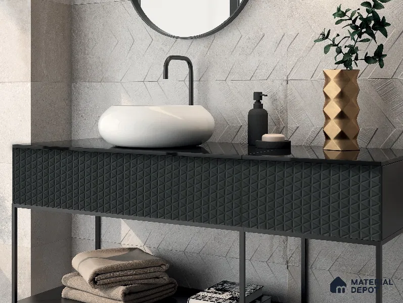 Grey Patterned Look PVC Decorative Wall Panel PN 03010 8 ft x 4 ft - 2 mm | Suitable for Feature Wall, TV Unit & Living Room | Width is Subjected to 5% Variation