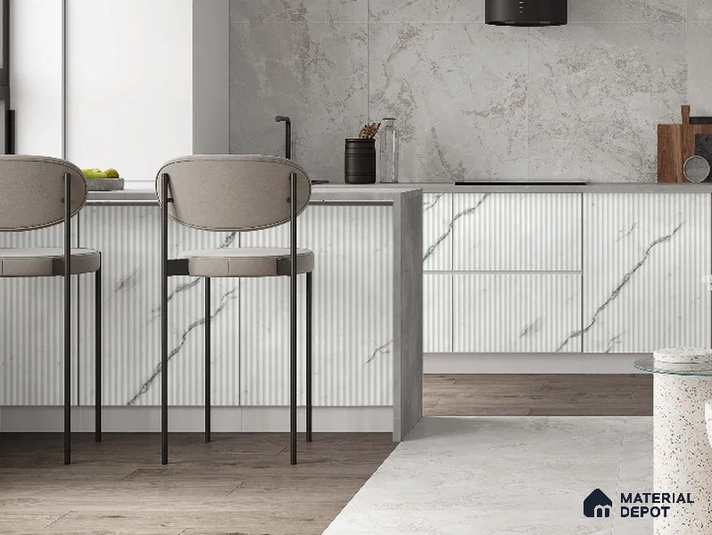 White Marble Look PVC Decorative Wall Panel PN 03012 8 ft x 4 ft - 2 mm | Suitable for Feature Wall, TV Unit & Living Room | Width is Subjected to 5% Variation
