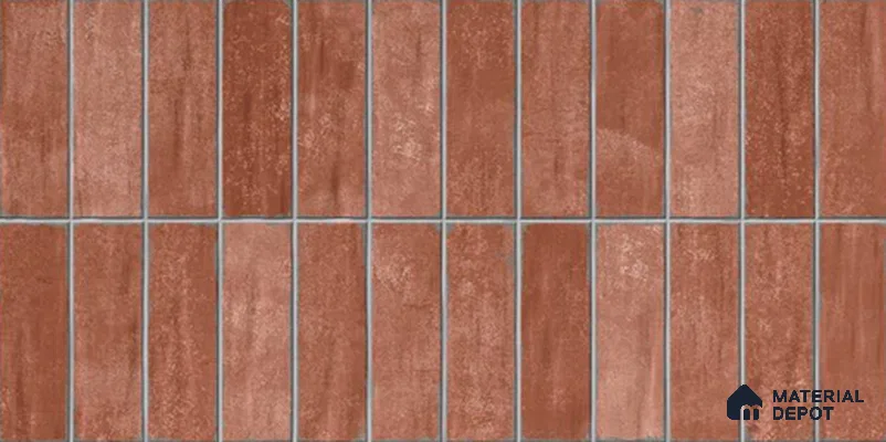 Faux Subway Wall Tile TL 06374 Red Charm 2 ft x 1 ft Ceramic Matte Finish Tile - 9 mm | Suitable For Kitchen, Bathroom Walls and Backsplashes | Please Expect a Slight Variation of Pattern (Sample)