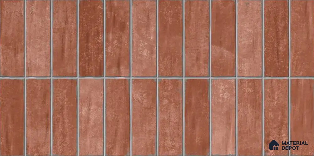 Faux Subway Wall Tile TL 06374 Red Charm 2 ft x 1 ft Ceramic Matte Finish Tile - 9 mm | Suitable For Kitchen, Bathroom Walls and Backsplashes | Please Expect a Slight Variation of Pattern