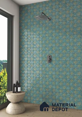 Faux Subway Wall Tile TL 06359 Classic Aqua 1 ft x 1 ft Ceramic Glossy Finish Tile - 9 mm | Suitable For Kitchen, Bathroom Walls and Backsplashes | Please Expect a Slight Variation of Pattern