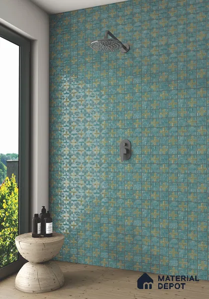 Faux Subway Wall Tile TL 06359 Classic Aqua 1 ft x 1 ft Ceramic Glossy Finish Tile - 9 mm | Suitable For Kitchen, Bathroom Walls and Backsplashes | Please Expect a Slight Variation of Pattern