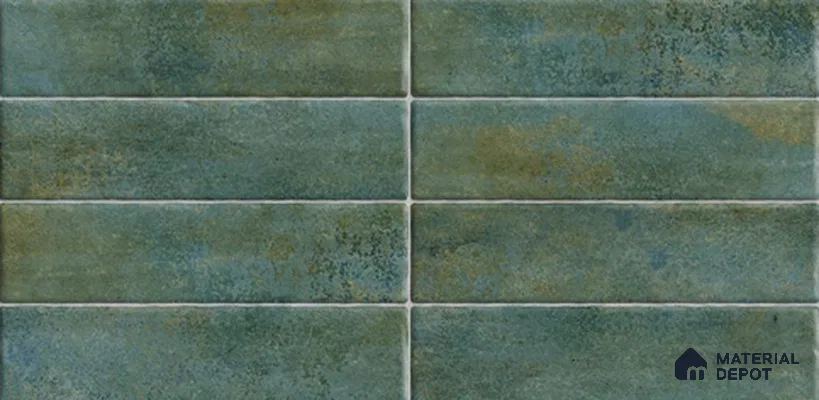 Faux Subway Wall Tile TL 06368 Artefic Green 2 ft x 1 ft Ceramic Glossy Finish Tile - 9 mm | Suitable For Kitchen, Bathroom Walls and Backsplashes | Please Expect a Slight Variation of Pattern