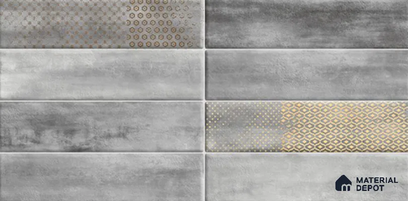Faux Subway Wall Tile TL 06368 C Grey Aura 2 ft x 1 ft Ceramic Glossy Finish Tile - 9 mm | Suitable For Kitchen, Bathroom Walls and Backsplashes | Please Expect a Slight Variation of Pattern