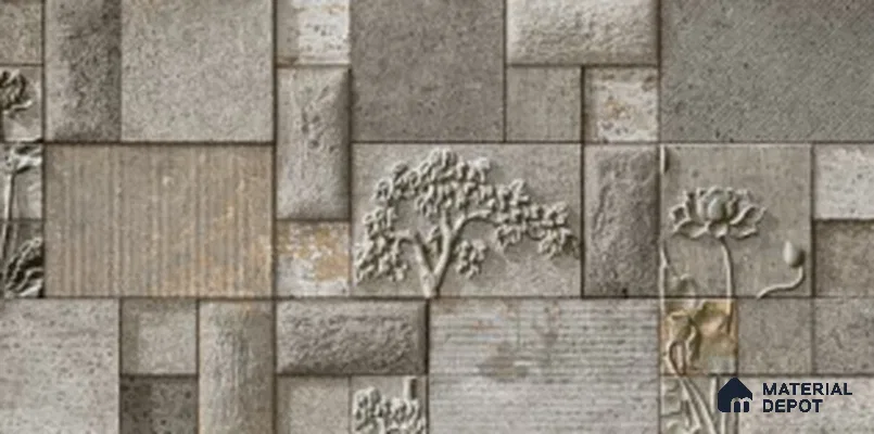 Stacked Stone Wall Tile TL 06591 C Noxer Noce 2 ft x 1 ft Ceramic Matte Finish - 9 mm | Suitable for Living Room, Bedroom, Elevation, Balcony, Patio, Courtyard