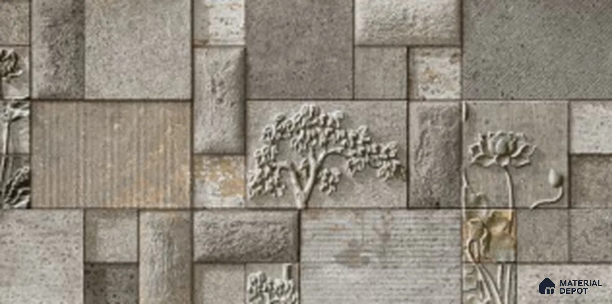 Stacked Stone Wall Tile TL 06591 C Noxer Noce 2 ft x 1 ft Ceramic Matte Finish - 9 mm | Suitable for Living Room, Bedroom, Elevation, Balcony, Patio, Courtyard