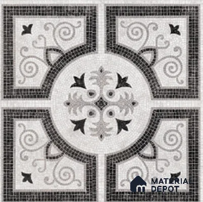 Patterned Wall & Floor Tile TL 10596 Vesta Nero 2 ft x 2 ft Vitrified Matte Finish Tile - 9 mm | Suitable For Living Room, Kitchen, Bathroom | Please Expect a Slight Variation of Pattern