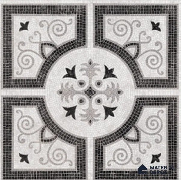 Patterned Wall & Floor Tile TL 10596 Vesta Nero 2 ft x 2 ft Vitrified Matte Finish Tile - 9 mm | Suitable For Living Room, Kitchen, Bathroom | Please Expect a Slight Variation of Pattern