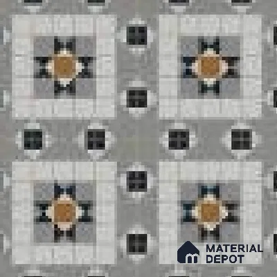 Moroccan Floor & Wall Tile TL 09809  2 ft x 2 ft Grey Vitrified Matte Finish Tile - 9 mm | Suitable For Balcony, Foyer, Courtyard | Please Expect a Slight Variation of Pattern