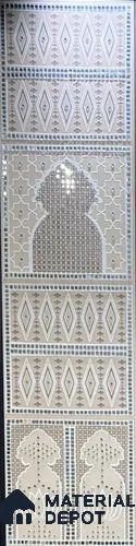 Traditional Lippan Art Highlighter Wall Tile TL 13138 B Ochre Palace Lattice 4 ft x 1 ft Vitrified Mirror Finish - 9 mm | Suitable for Living Room, Bedroom, Foyer & Traditional Highlighter Wall