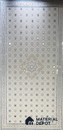 Traditional Lippan Art Highlighter Wall Tile TL 13138 Ochre Palace Lattice 4 ft x 2 ft Vitrified Mirror Finish - 9 mm | Suitable for Living Room, Bedroom, Foyer & Traditional Highlighter Wall