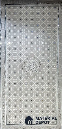 Traditional Lippan Art Highlighter Wall Tile TL 13105 Sand Palace Lattice 4 ft x 2 ft Vitrified Mirror Finish - 9 mm | Suitable for Living Room, Bedroom, Foyer & Traditional Highlighter Wall