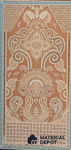 Traditional Lippan Art Highlighter Wall Tile TL 13144 Terracotta Folk Panels 4 ft x 2 ft Vitrified Mirror Finish - 9 mm | Suitable for Living Room, Bedroom, Foyer & Traditional Highlighter Wall