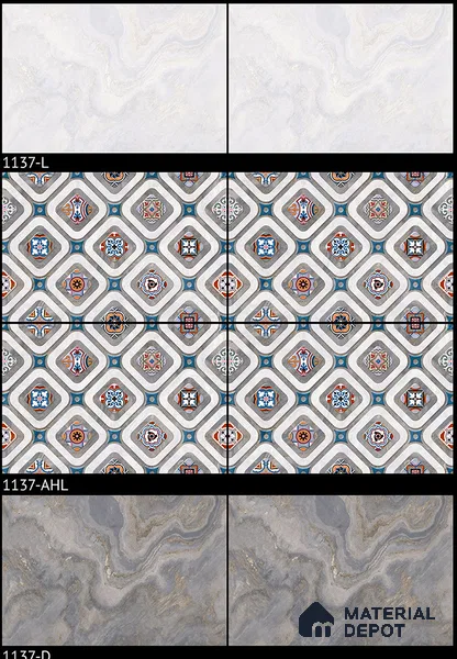 TL 01882 A Grey Dark 18 x 12 inch Glossy Finish Ceramic Wall Tile - 6 mm