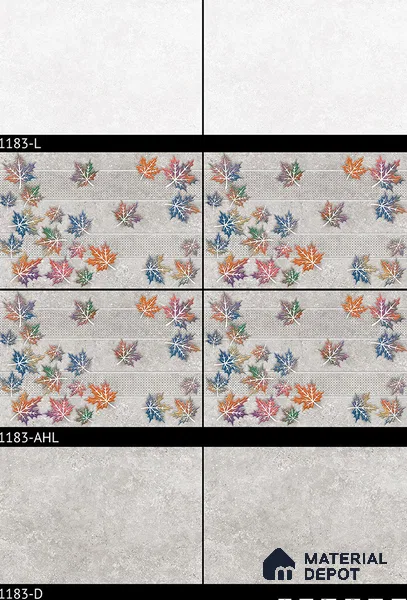 TL 01886 B Grey & Orange Highlighter 1 18 x 12 inch Glossy Finish Ceramic Wall Tile - 6 mm