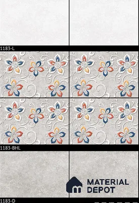 TL 01886 D Whitish Grey Highlighter 2 18 x 12 inch Glossy Finish Ceramic Wall Tile - 6 mm