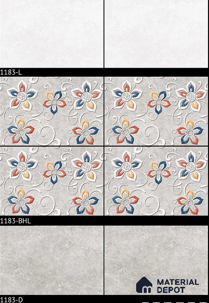 TL 01886 D Whitish Grey Highlighter 2 18 x 12 inch Glossy Finish Ceramic Wall Tile - 6 mm