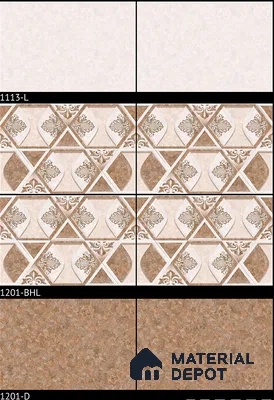 TL 01888 B Brown & White Highlighter 2 18 x 12 inch Glossy Finish Ceramic Wall Tile - 6 mm