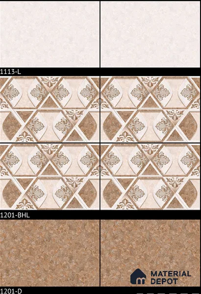 TL 01888 B Brown & White Highlighter 2 18 x 12 inch Glossy Finish Ceramic Wall Tile - 6 mm