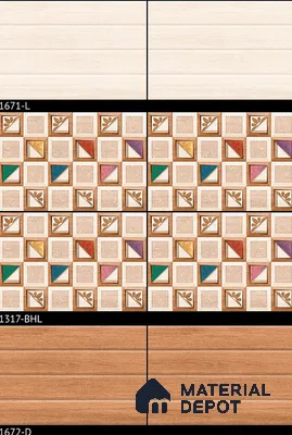 TL 01890 B Brownish Cream Highlighter 2 18 x 12 inch Glossy Finish Ceramic Wall Tile - 6 mm