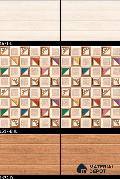 TL 01890 B Brownish Cream Highlighter 2 18 x 12 inch Glossy Finish Ceramic Wall Tile - 6 mm