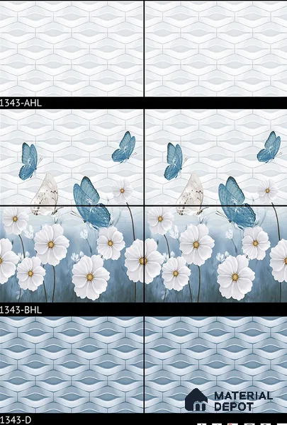 TL 01892 B Silvery White Highlighter 1 18 x 12 inch Glossy Finish Ceramic Wall Tile - 6 mm