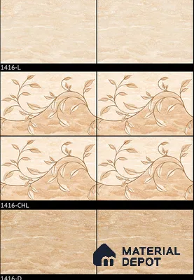TL 01889 D Cream Highlighter 2 18 x 12 inch Glossy Finish Ceramic Wall Tile - 6 mm