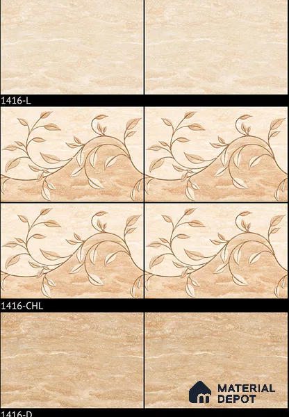 TL 01889 D Cream Highlighter 2 18 x 12 inch Glossy Finish Ceramic Wall Tile - 6 mm