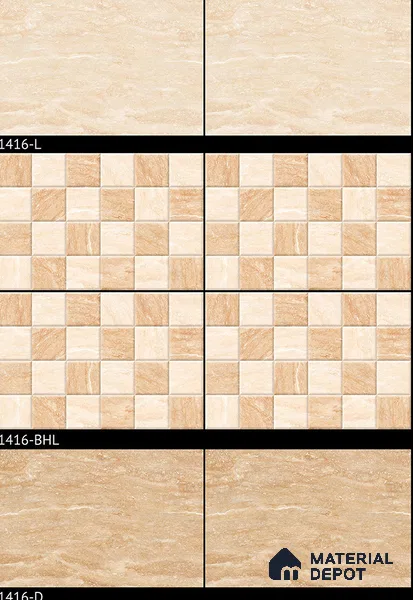 TL 01889 A Beige Dark 18 x 12 inch Glossy Finish Ceramic Wall Tile - 6 mm