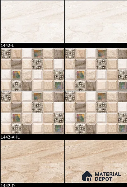TL 01897 B White & Beige Highlighter 18 x 12 inch Glossy Finish Ceramic Wall Tile - 6 mm