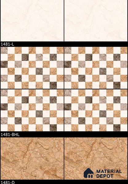 TL 01900 D Brown & Beige Highlighter 2 18 x 12 inch Glossy Finish Ceramic Wall Tile - 6 mm