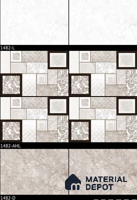 TL 01899 B Grey & Cream Highlighter 18 x 12 inch Glossy Finish Ceramic Wall Tile - 6 mm