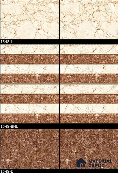 TL 01903 D Brown & Creamy Highlighter 2 18 x 12 inch Glossy Finish Ceramic Wall Tile - 6 mm