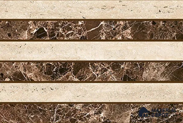 TL 01904 D Wenge & Cream Highlighter 2 18 x 12 inch Glossy Finish Ceramic Wall Tile - 6 mm