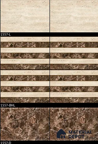 TL 01904 D Wenge & Cream Highlighter 2 18 x 12 inch Glossy Finish Ceramic Wall Tile - 6 mm
