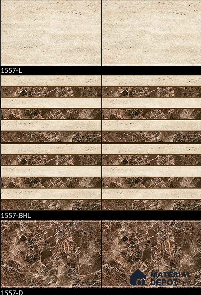 TL 01904 D Wenge & Cream Highlighter 2 18 x 12 inch Glossy Finish Ceramic Wall Tile - 6 mm