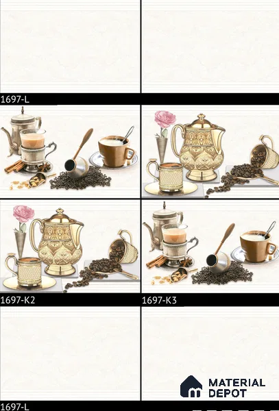 TL 01942 B White & Coffee Brown Highlighter 1 18 x 12 inch Glossy Finish Ceramic Wall Tile - 6 mm
