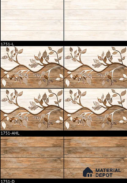 TL 01909 B Tan Brown Dark 18 x 12 inch Glossy Finish Ceramic Wall Tile - 6 mm