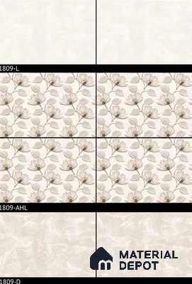 TL 01910 B Flowery Cream Highlighter 18 x 12 inch Glossy Finish Ceramic Wall Tile - 6 mm