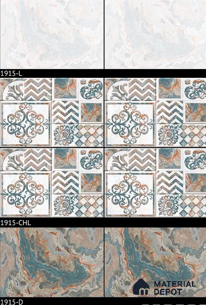TL 01912 B Red & White Highlighter 2 18 x 12 inch Glossy Finish Ceramic Wall Tile - 6 mm
