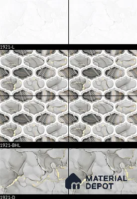 TL 01915 B Grey & Black Highlighter 2 18 x 12 inch Glossy Finish Ceramic Wall Tile - 6 mm