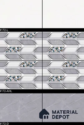 TL 01923 B Grayscale Grey Highlighter 18 x 12 inch Glossy Finish Ceramic Wall Tile - 6 mm