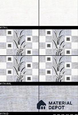 TL 01924 B White & Shadow Grey Highlighter 18 x 12 inch Glossy Finish Ceramic Wall Tile - 6 mm