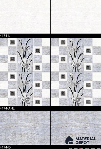 TL 01924 B White & Shadow Grey Highlighter 18 x 12 inch Glossy Finish Ceramic Wall Tile - 6 mm