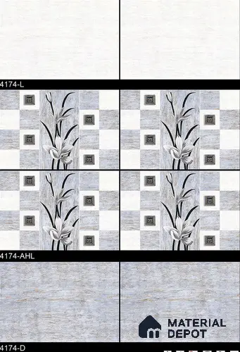 TL 01924 C Graphite Grey Dark 18 x 12 inch Glossy Finish Ceramic Wall Tile - 6 mm