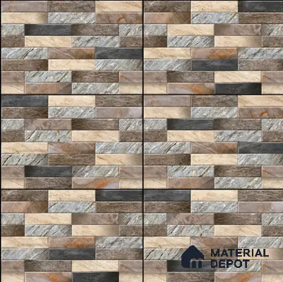 TL 02911 Tan Brown 18 x 12 inch Glossy Finish Wall Elevation Ceramic Tile - 7 mm