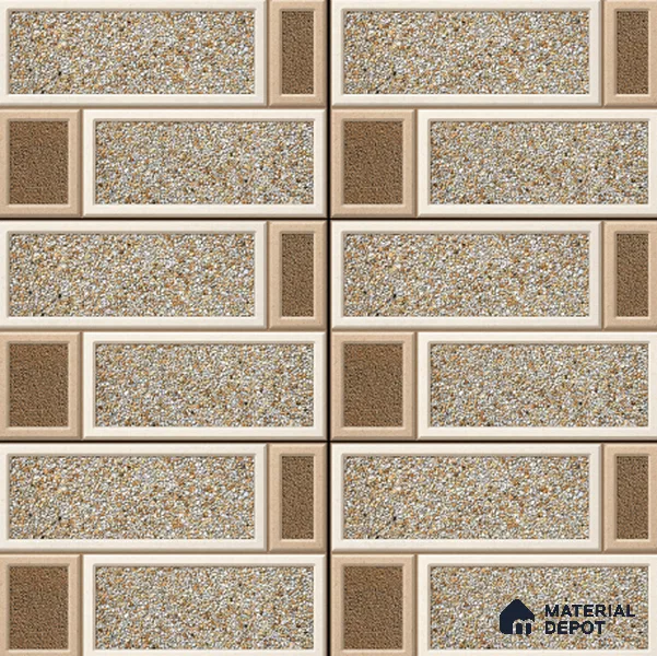 Brick Wall Tile TL 02916 Raw Umber 18 x 12 inch Glossy Finish Elevation Ceramic Tile - 7 mm